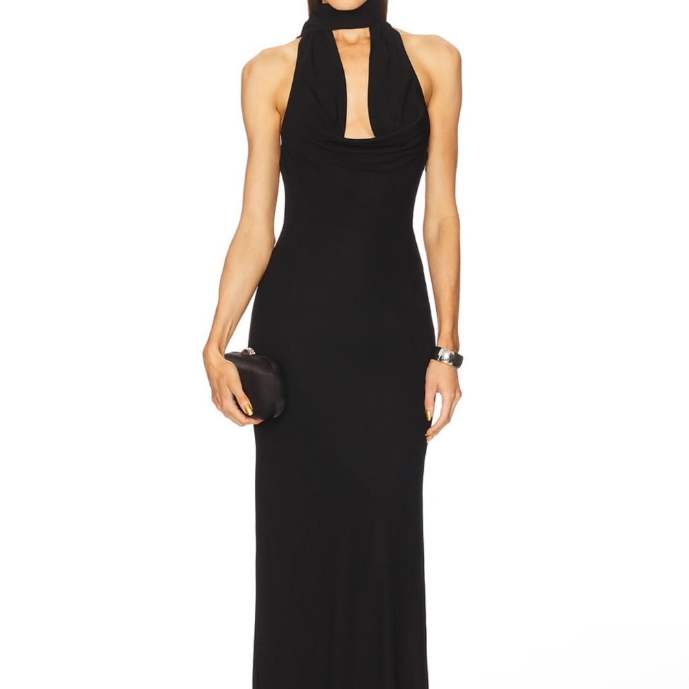 Michael Costello Black Backless Gown